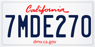 CA license plate 7MDE270