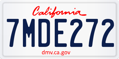 CA license plate 7MDE272