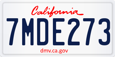 CA license plate 7MDE273