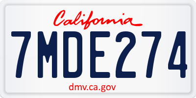 CA license plate 7MDE274