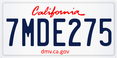 CA license plate 7MDE275