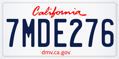 CA license plate 7MDE276