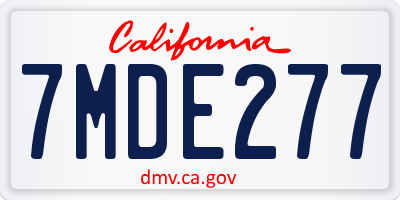 CA license plate 7MDE277