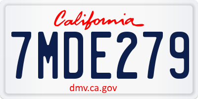 CA license plate 7MDE279