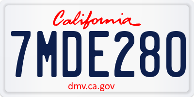 CA license plate 7MDE280