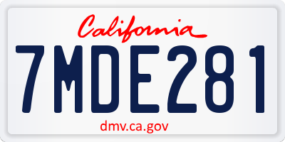 CA license plate 7MDE281