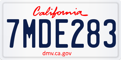 CA license plate 7MDE283