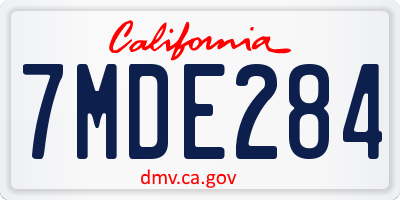 CA license plate 7MDE284