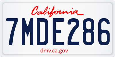 CA license plate 7MDE286