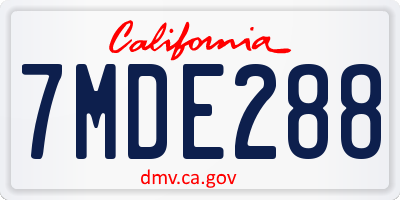 CA license plate 7MDE288