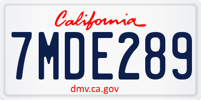 CA license plate 7MDE289