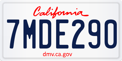 CA license plate 7MDE290