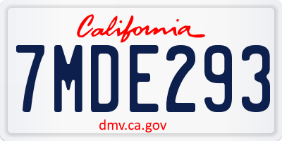 CA license plate 7MDE293