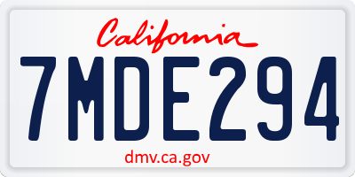 CA license plate 7MDE294