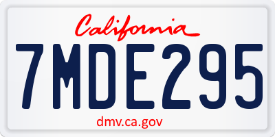 CA license plate 7MDE295