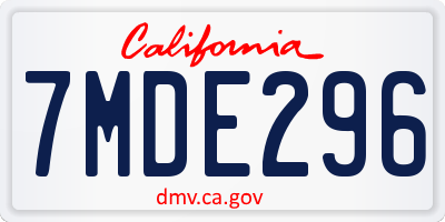 CA license plate 7MDE296