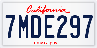 CA license plate 7MDE297