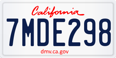 CA license plate 7MDE298