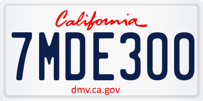 CA license plate 7MDE300