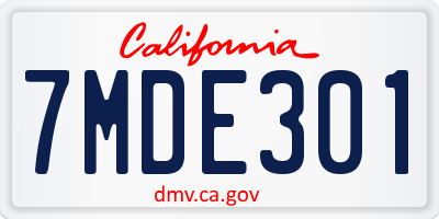 CA license plate 7MDE301