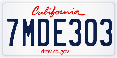 CA license plate 7MDE303