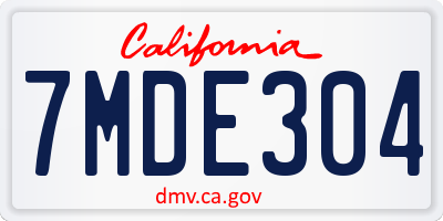 CA license plate 7MDE304