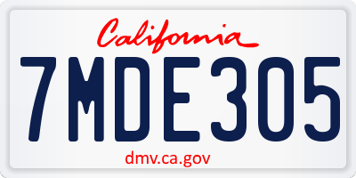 CA license plate 7MDE305