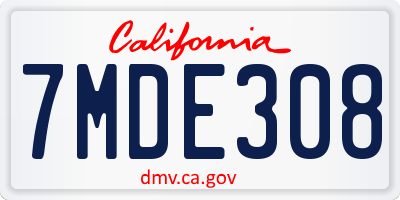 CA license plate 7MDE308