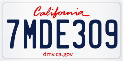 CA license plate 7MDE309