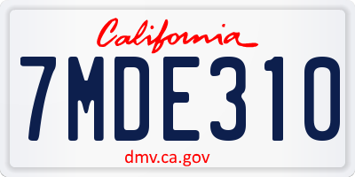 CA license plate 7MDE310