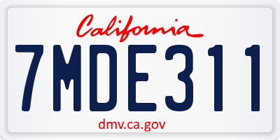 CA license plate 7MDE311