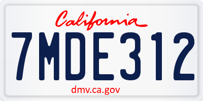 CA license plate 7MDE312