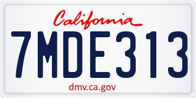 CA license plate 7MDE313