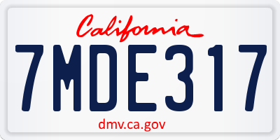 CA license plate 7MDE317