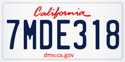 CA license plate 7MDE318