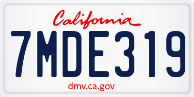 CA license plate 7MDE319