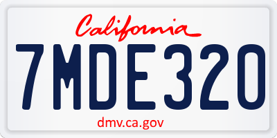 CA license plate 7MDE320