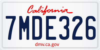 CA license plate 7MDE326