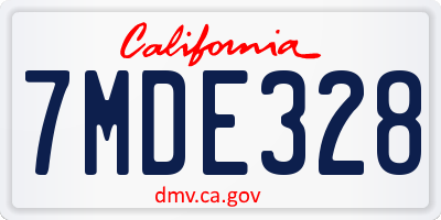 CA license plate 7MDE328