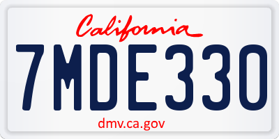 CA license plate 7MDE330