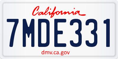 CA license plate 7MDE331