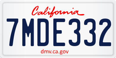 CA license plate 7MDE332