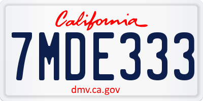 CA license plate 7MDE333