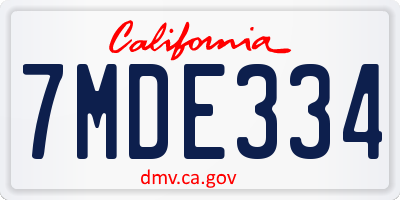 CA license plate 7MDE334