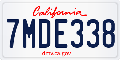 CA license plate 7MDE338