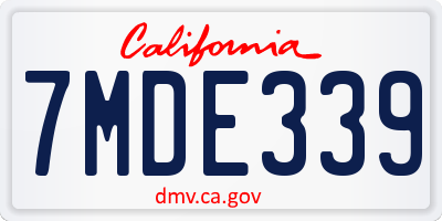 CA license plate 7MDE339