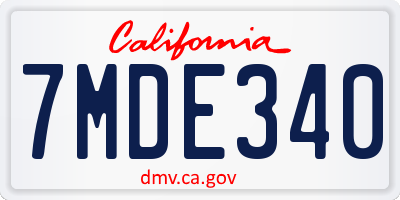 CA license plate 7MDE340