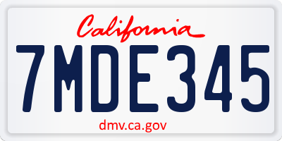 CA license plate 7MDE345