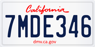 CA license plate 7MDE346