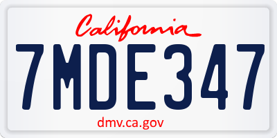 CA license plate 7MDE347